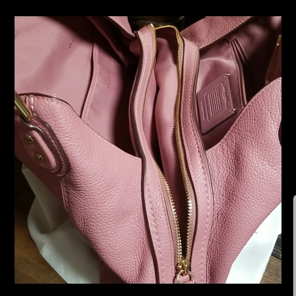Coach Edie in Rose With Dust Bag Gold Tone Hardware Pebble Leather